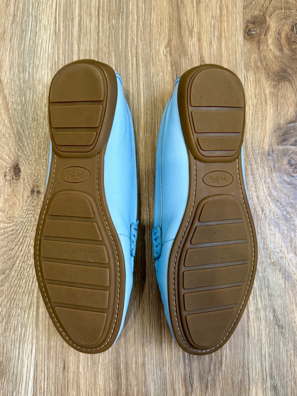 Coach Flash Leather Driving Loafers Sky Blue Size 8.5B - Picture 8 of 8